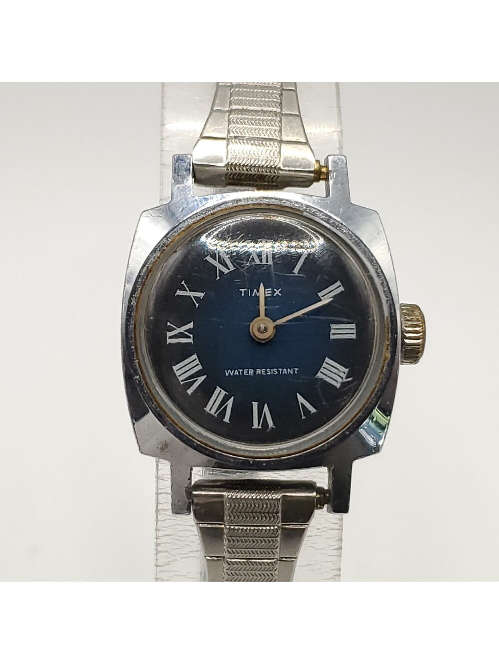 Vintage Timex Mechanical Water-resistant Womens Watch Parts Blue Dial